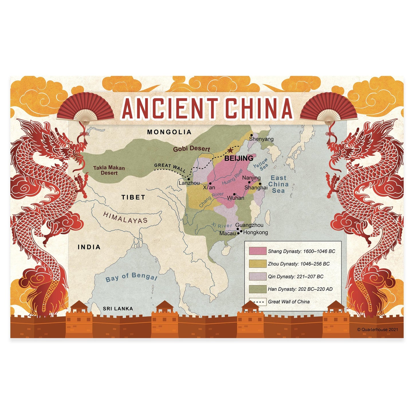 Quarterhouse Ancient China Poster, Social Studies Classroom Materials for Teachers
