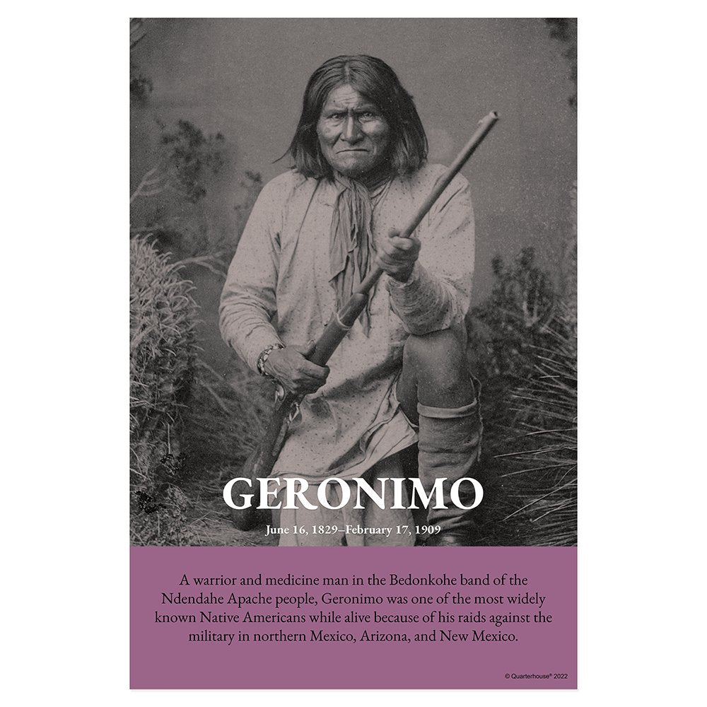 Quarterhouse Native American Heroes - Geronimo Poster, Social Studies Classroom Materials for Teachers
