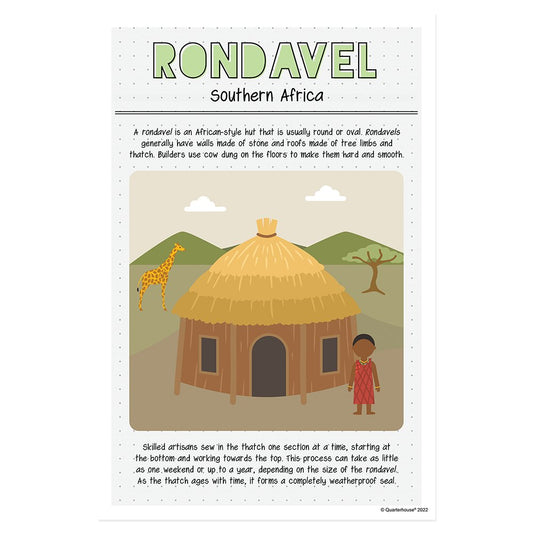 Quarterhouse Rondavel Homes Around the World Poster, Social Studies Classroom Materials for Teachers