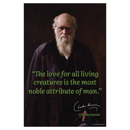 Quarterhouse Scientist Quotables - Charles Darwin Motivational Poster, Science Classroom Materials for Teachers