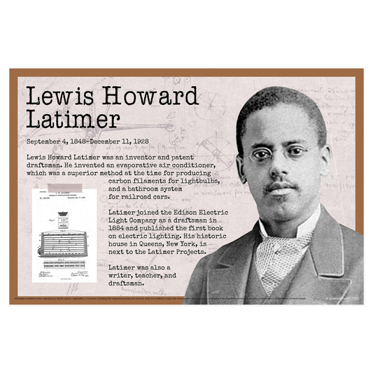 Quarterhouse Black Inventors - Lewis Howard Latimer Biographical Poster, STEM and History Classroom Materials for Teachers