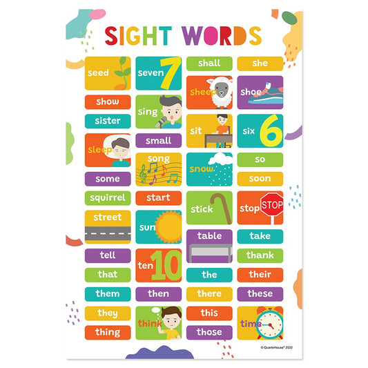 Quarterhouse Sight Words S-T Poster, English-Language Arts Classroom Materials for Teachers