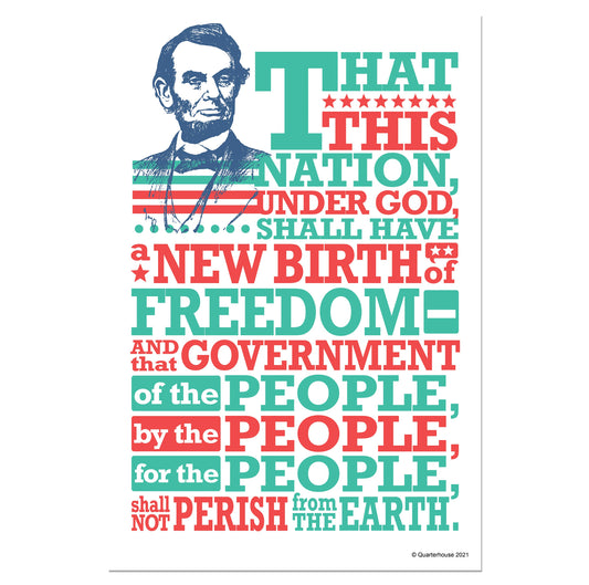 Quarterhouse Gettysburg Address Textual Poster, Social Studies Classroom Materials for Teachers