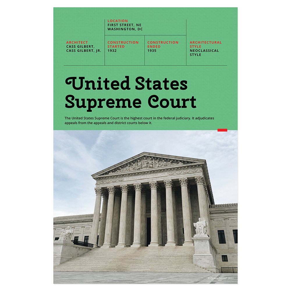 Quarterhouse United States Supreme Court Poster, Social Studies Classroom Materials for Teachers