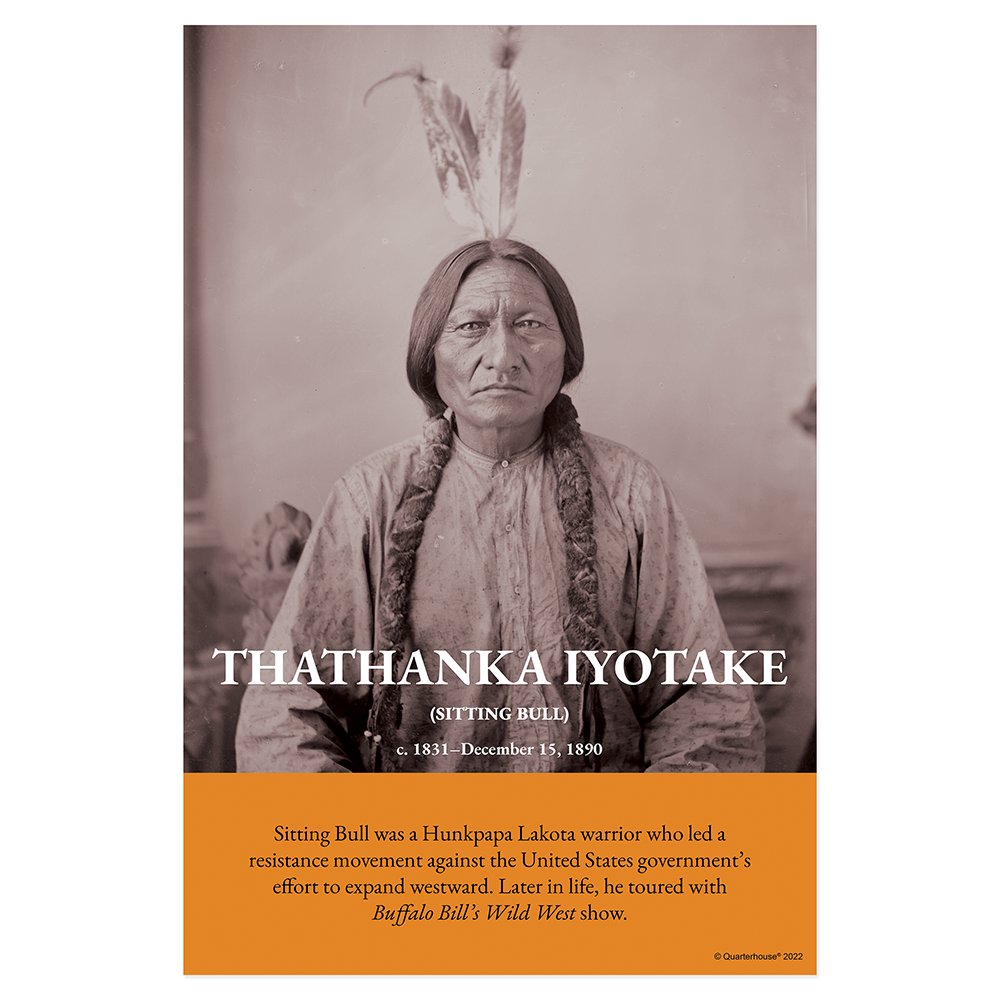 Quarterhouse Native American Heroes - Sitting Bull Poster, Social Studies Classroom Materials for Teachers