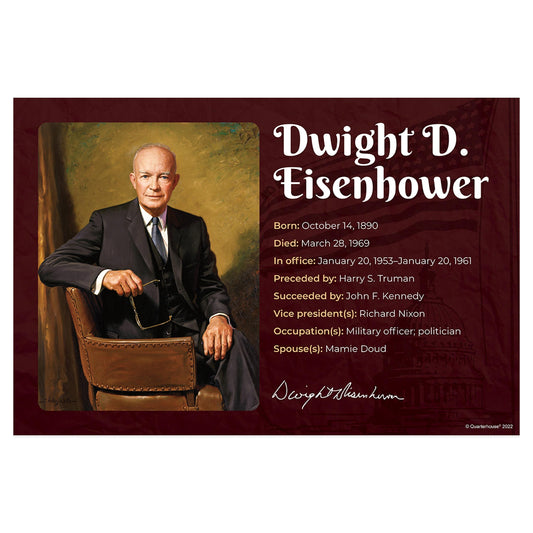 Quarterhouse Republican President Dwight D. Eisenhower Biographical Poster, Social Studies Classroom Materials for Teachers
