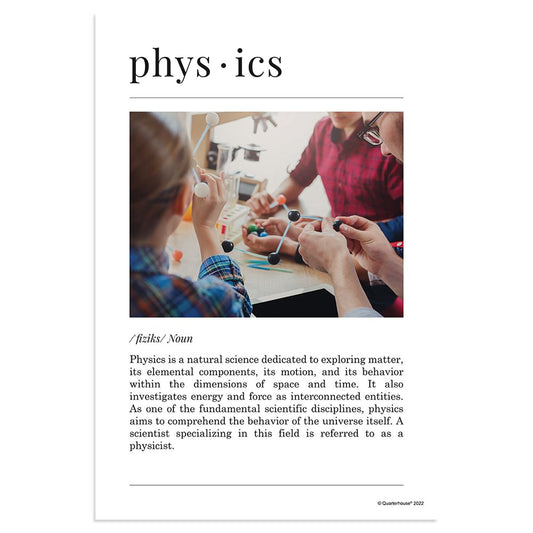 Quarterhouse Physics Poster, Science Classroom Materials for Teachers