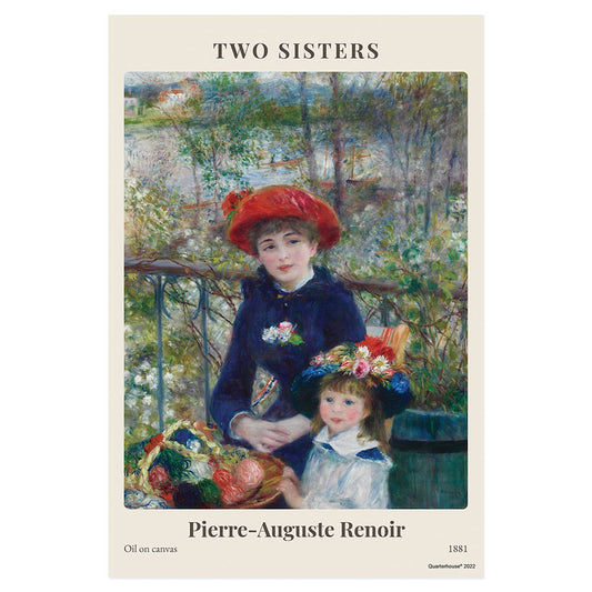 Quarterhouse 'Two Sisters' Impressionist Painting Poster, Art Classroom Materials for Teachers