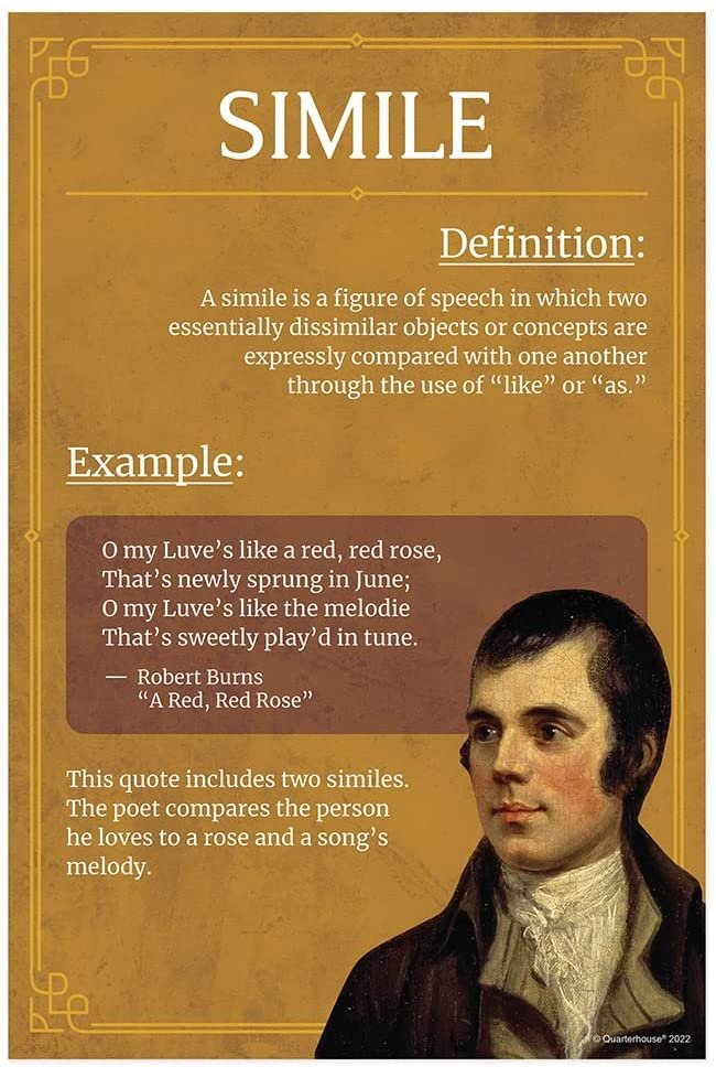 Quarterhouse Figures of Speech Poster Set, English - Language Arts Classroom Learning Materials for K-12 Students and Teachers, Set of 10, 12 x 18 Inches, Extra Durable