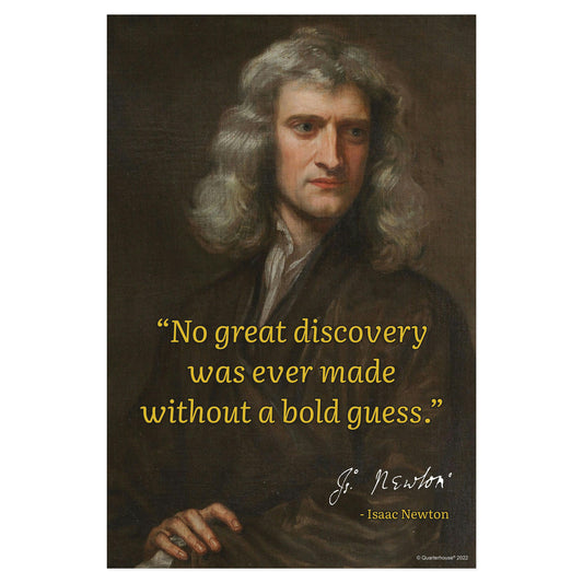 Quarterhouse Scientist Quotables - Sir Isaac Newton Motivational Poster, Science Classroom Materials for Teachers