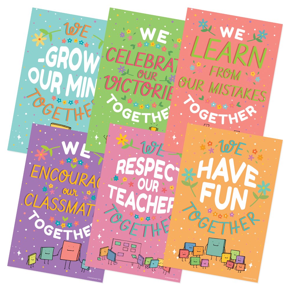 Quarterhouse 'We Are Better and Stronger Together' Motivational Poster, Elementary Classroom Materials for Teachers